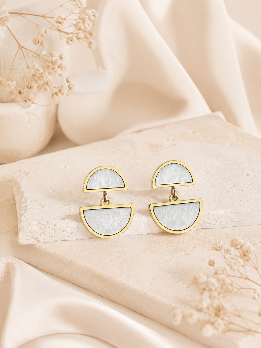 Aanura Eclipse Dual-Tone Geometric Earrings