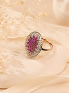 18K Gold Plated Oval Crystal Anti-Tarnish Waterproof Ring