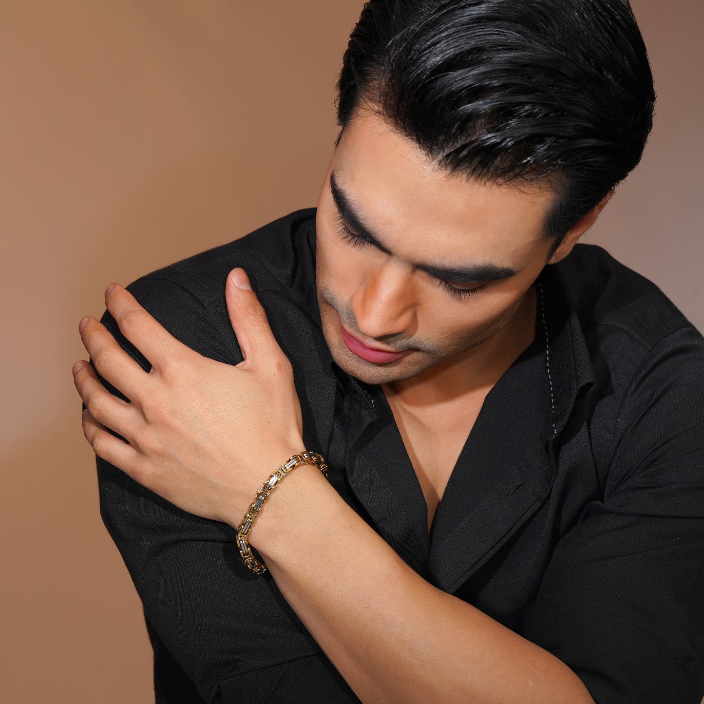 Aanura Dual-Tone Stainless Steel Bracelet For Men