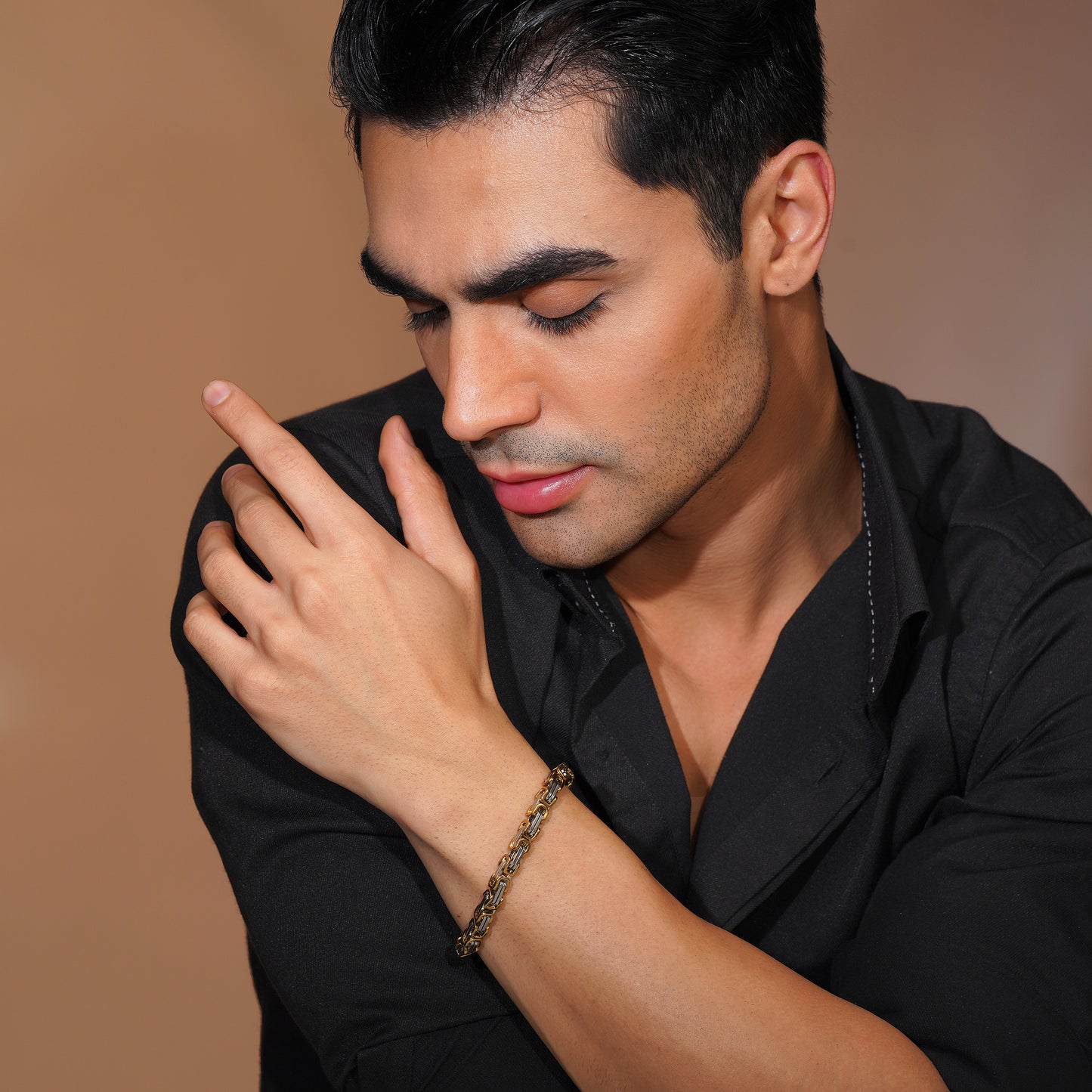 Aanura Dual-Tone Stainless Steel Bracelet For Men