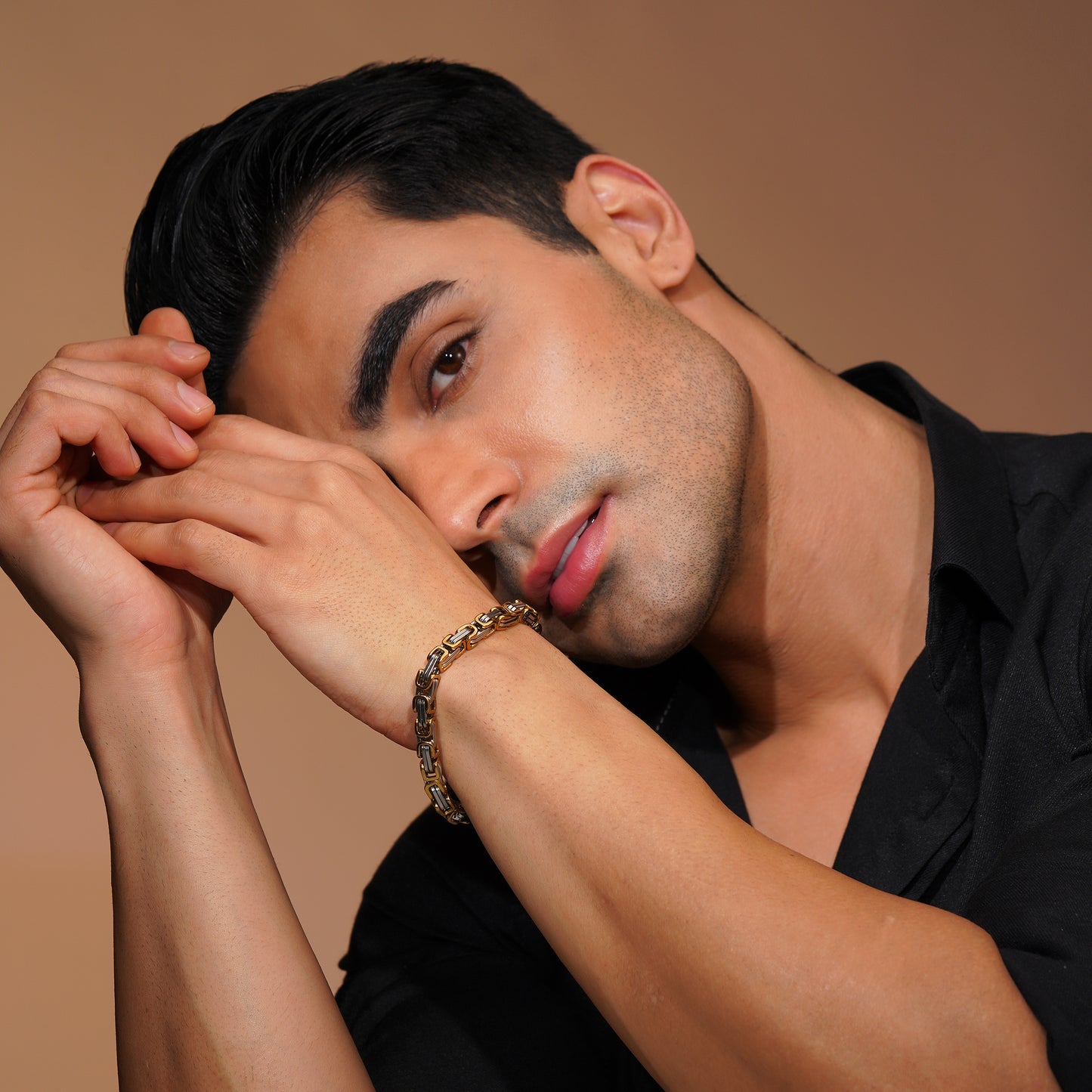 Aanura Dual-Tone Stainless Steel Bracelet For Men