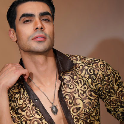 Aanura Silver Crowned Lion Chain For Men