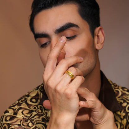 Aanura Gold-Plated Stainless Steel Ring For Men's