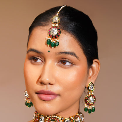 Aanura Gold Plated Traditional Necklace & Earring Set