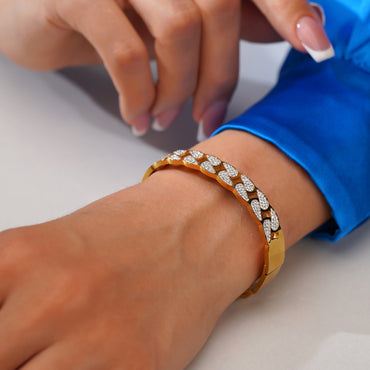 Aanura Crystal Link Gold Plated Bangle Bracelet