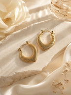 Aanura Gold Plated Textured Hoop Earrings