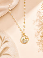 Pearl Bead Ocean Charm Necklace in 18K Gold Plating