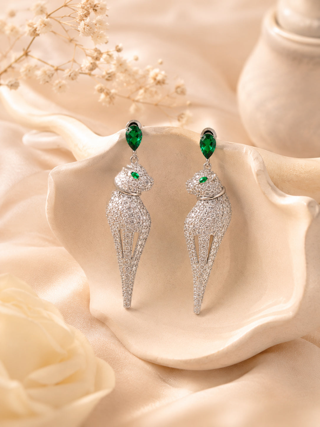Aanura Panther Stone Studded Earrings
