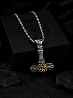Dual-Tone Rhodium-Plated Hammer Waterproof Stainless Steel Chain for Men