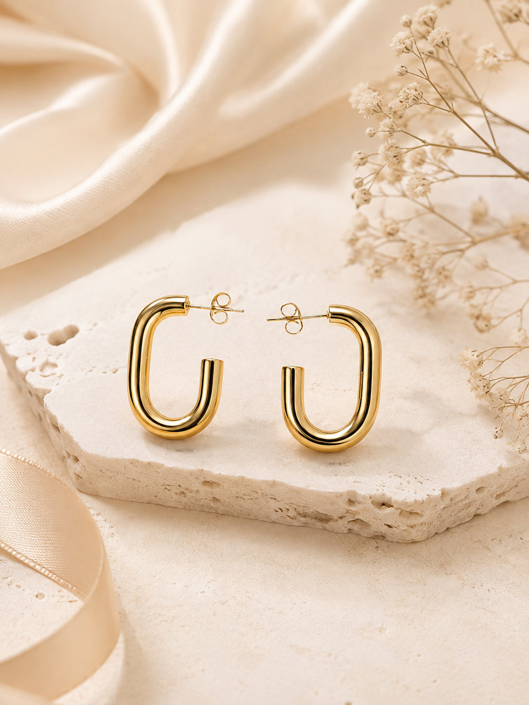 Aanura Gold Plated U-Shaped Hoop Earrings