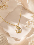 Crystal Cat Charm Necklace with 18K Gold Plating