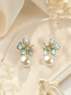 Aanura Floral Pearl Drop Earrings