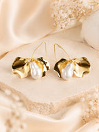 Aanura Baroque Pearl Gold Leaf Earrings