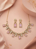 Aanura Green Carved Stone Choker Necklace Set with Earrings
