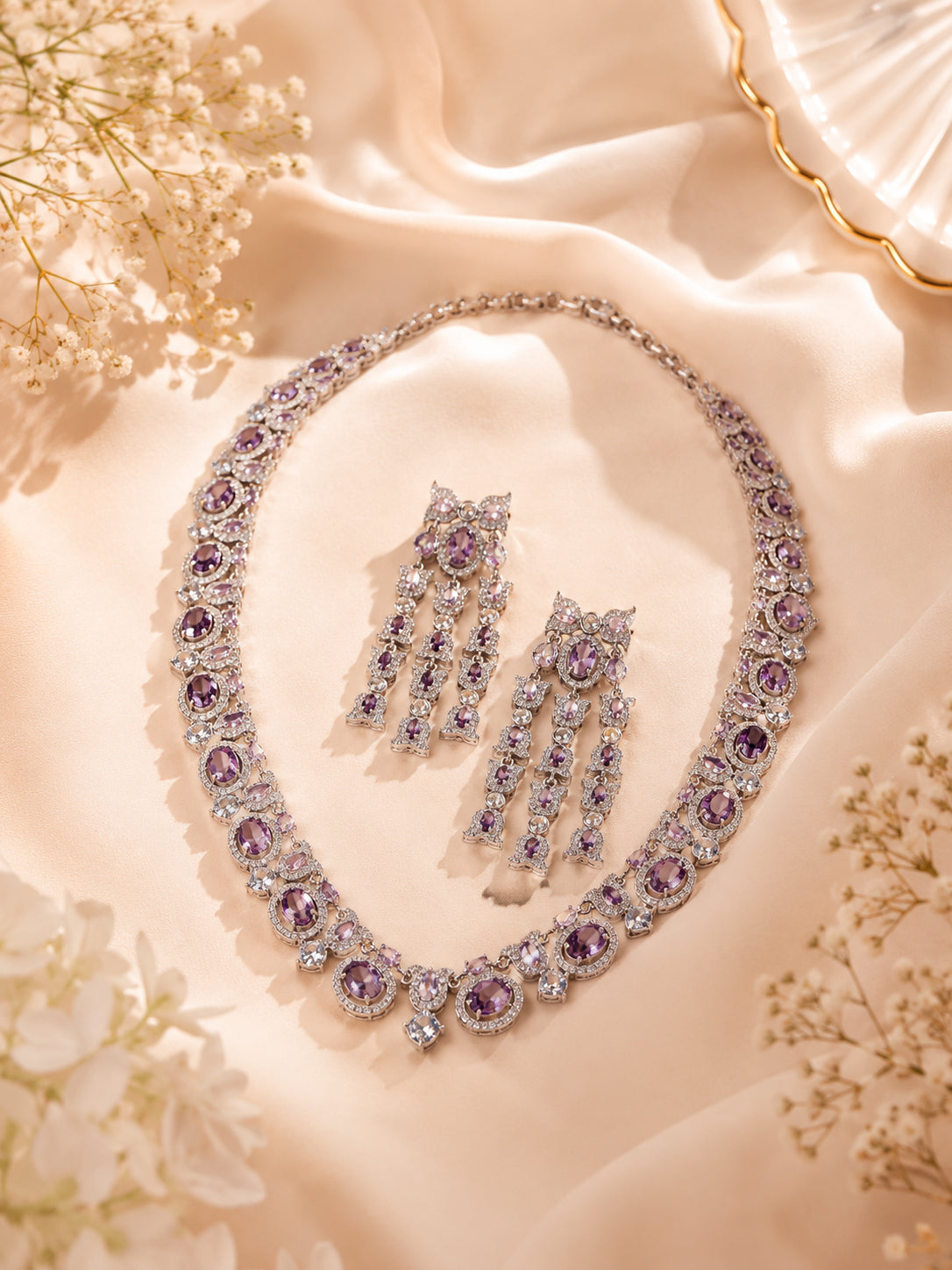 Aanura Royal Violet Stone Necklace Set