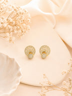 Crystal Disc Drop Earrings in 18K Gold Plating