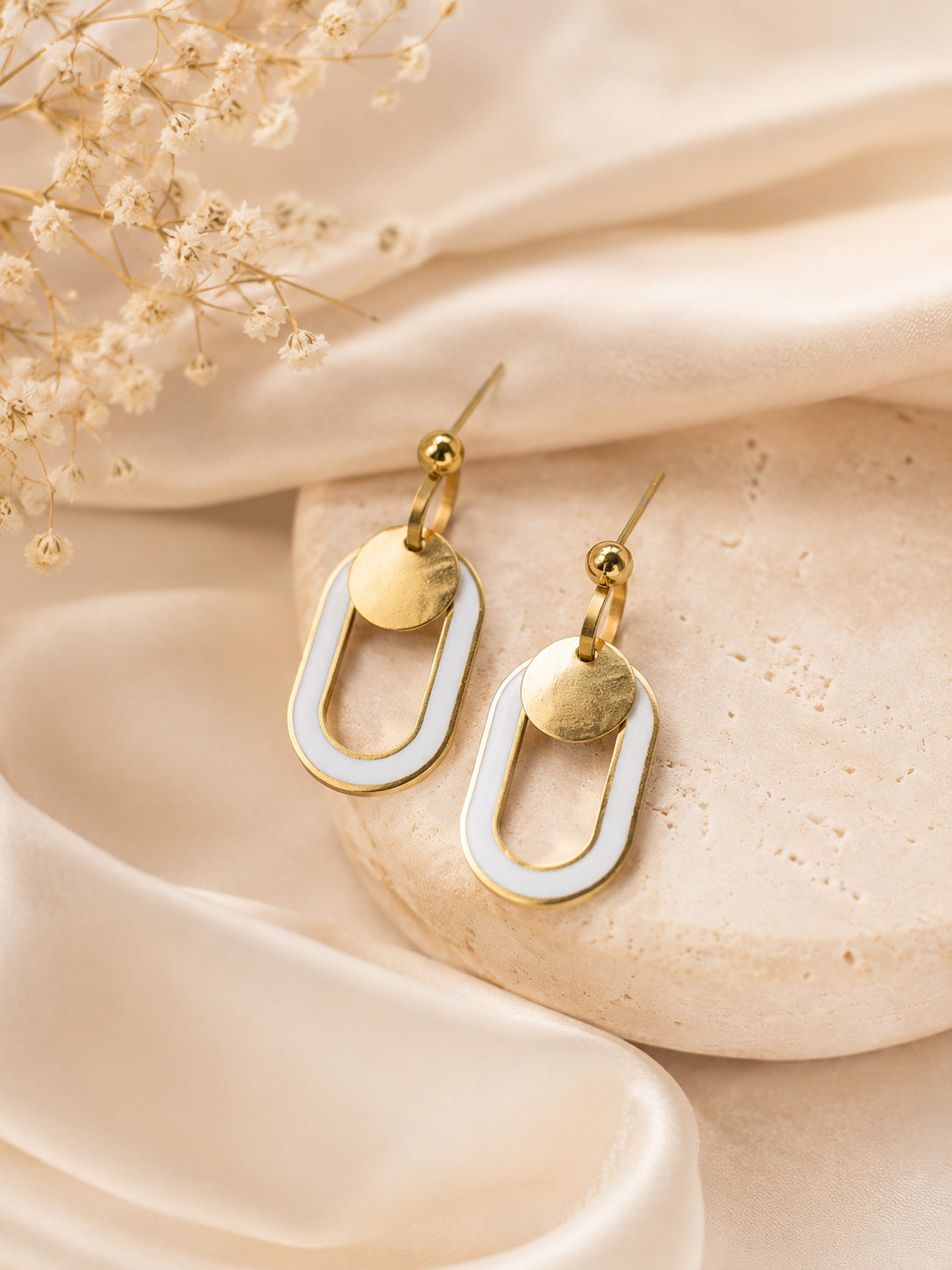 Aanura Minimal Geometric Gold Drop Earrings
