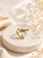 18K Gold Plated Open Heart Anti-Tarnish Waterproof Ring