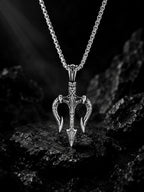 Gold Plated Skull Bracelet & Rhodium Plated Trident Pendant Combo
