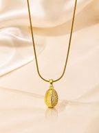 Textured Shell CZ Necklace with 18K Gold Plating