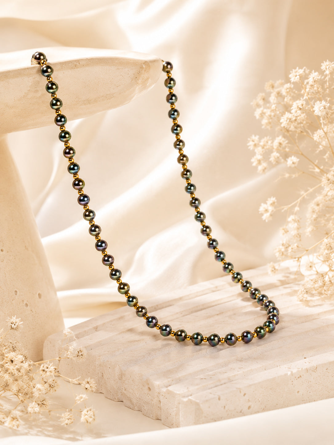 Aanura Gold Stainless Steel Beaded Necklace