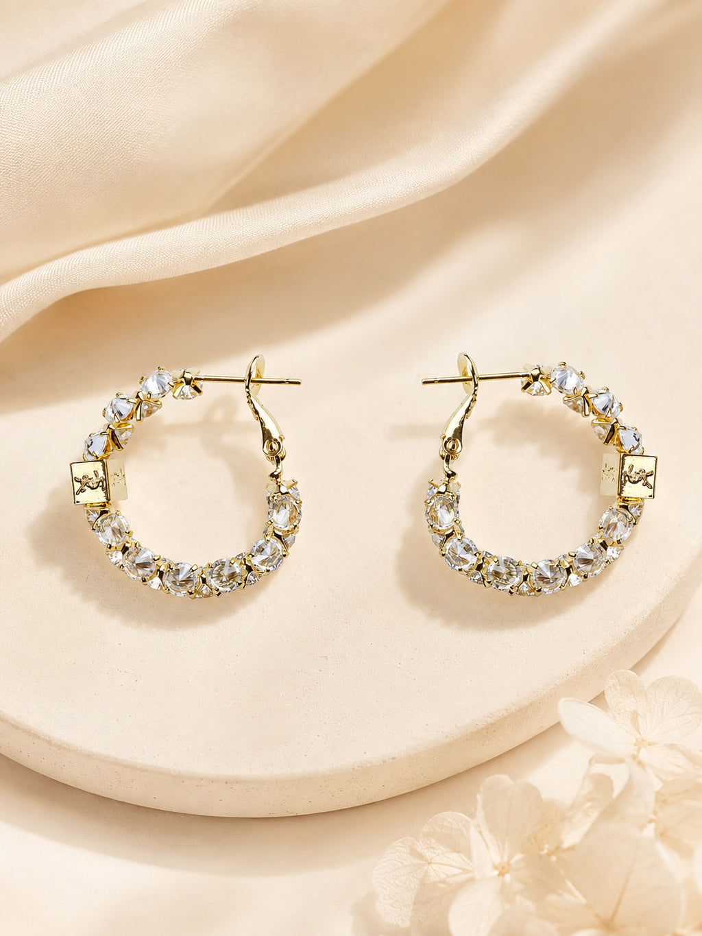 Aanura Crystal Hoop Earrings in Gold