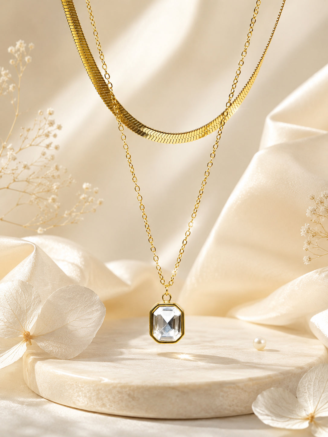 Aanura Dual Layer Pendant Chain Necklace