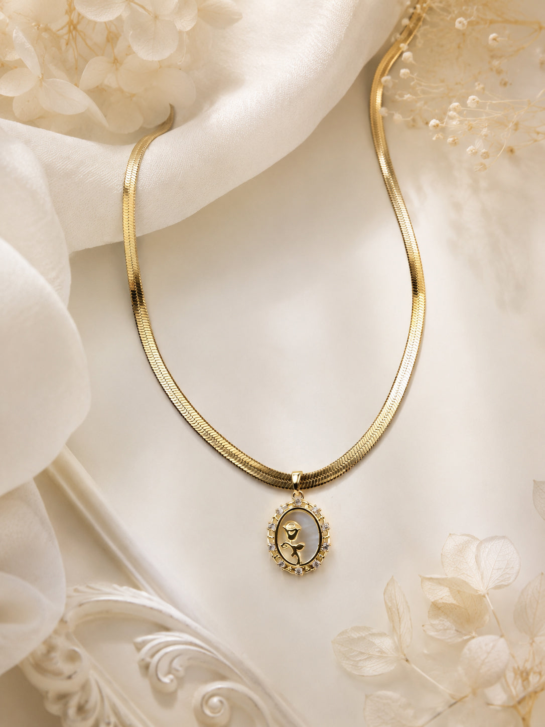 Aanura Gold Om Necklace – Stainless Steel CZ