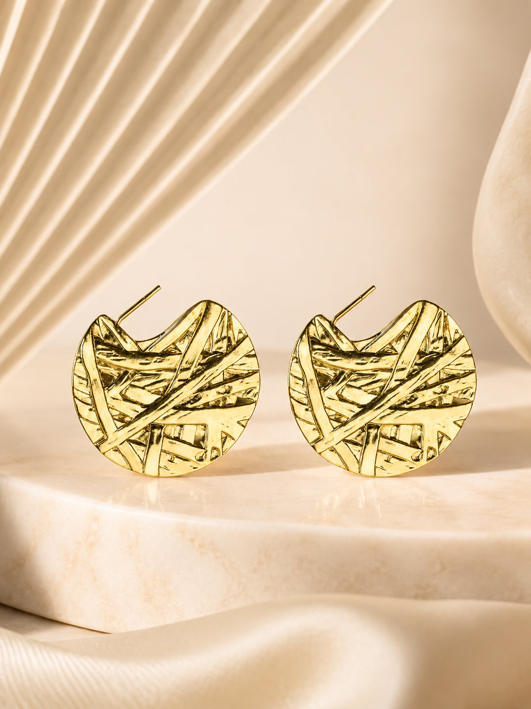 Aanura Abstract Gold Statement Earrings