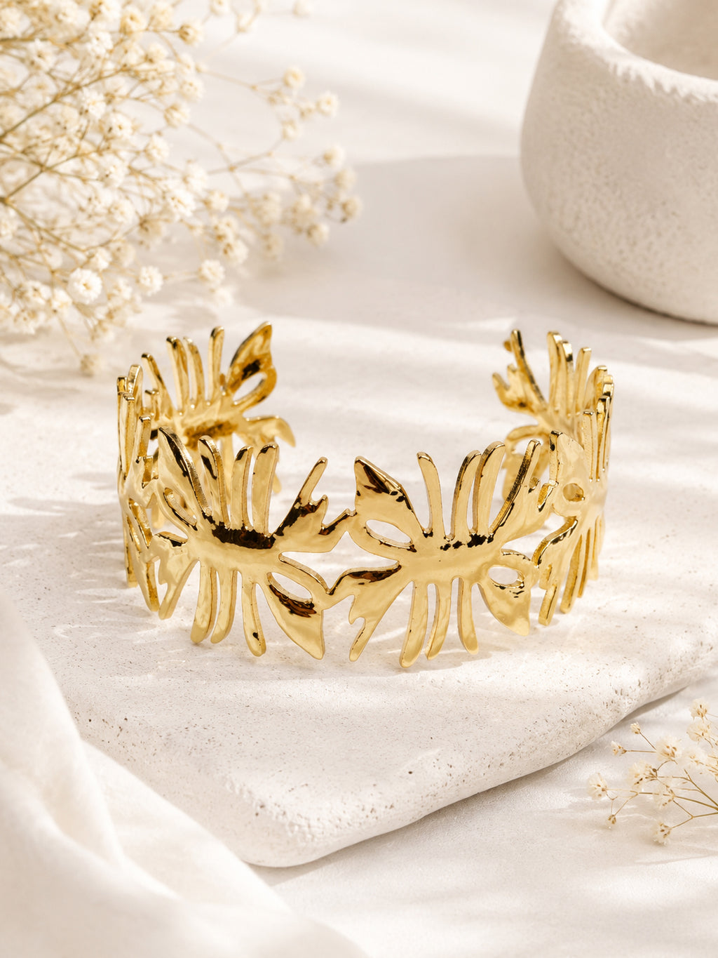 Aanura Tropical Gold Leaf Cut-Out Bracelet