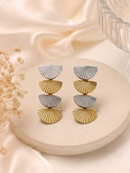 Aanura Solaris Fan Cascade Earrings – Dual-Tone Stainless Steel