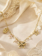 Aanura Gold Charm Necklace with Bow & Butterfly