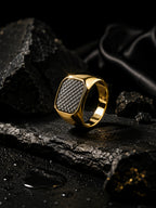 18K Gold Carbon Weave Anti-Tarnish Waterproof Ring