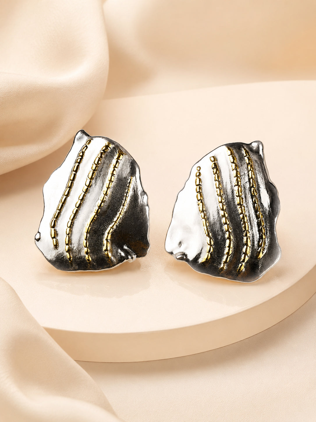 Aanura Molten Wave Dual-Tone Earrings