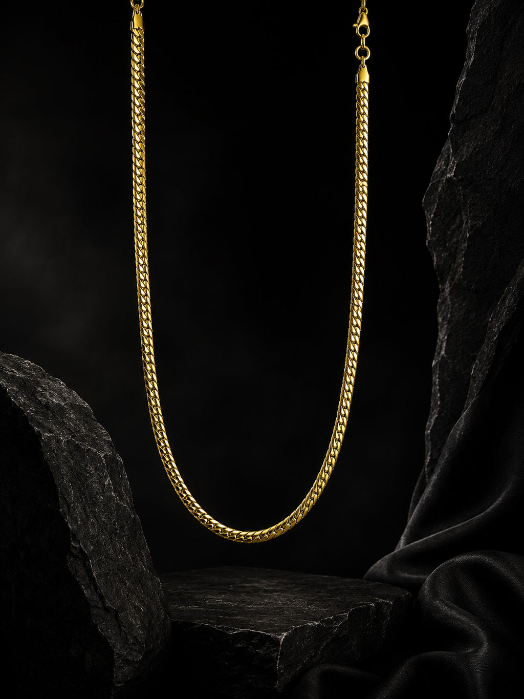 18K Gold Plated Cuban Link Anti-Tarnish Waterproof Chain for Men