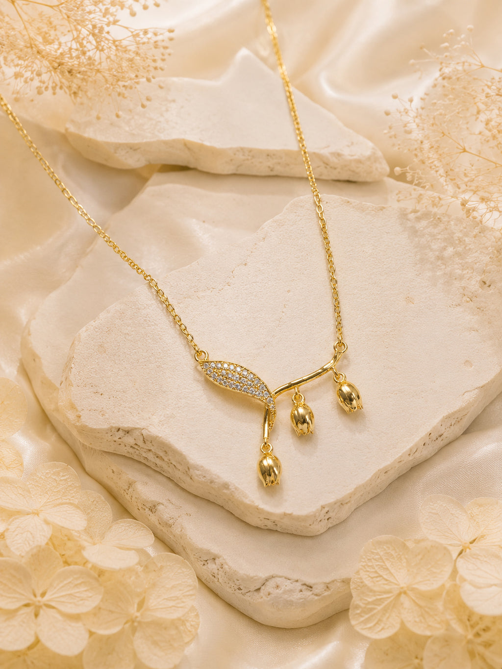 Aanura Petal Drop Minimal Pendant Necklace