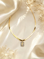 Aanura Gold Chain Necklace with Rectangle Zodiac Charm