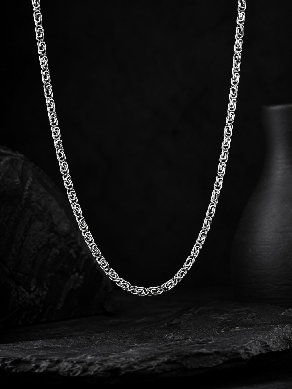 Rhodium Plating Anti Tarnish Waterproof Scroll Chain