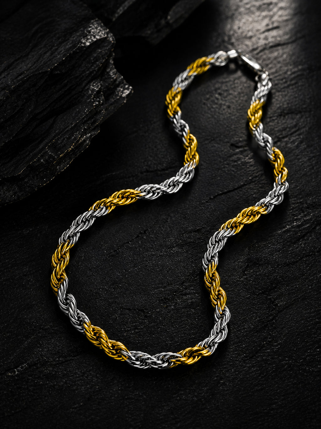 Aanura Dual-Tone Rope Chain Necklace For Men
