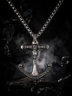 Silver Rhodium-Plated ALJhor Cross Waterproof Stainless Steel Chain for Men