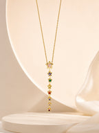 18K Gold Plated Rainbow Star Drop Necklace