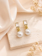 18k Gold-Plated Crystal Pearl Dangle Earrings