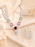 Aanura Red Center Multicolor Crystal Necklace