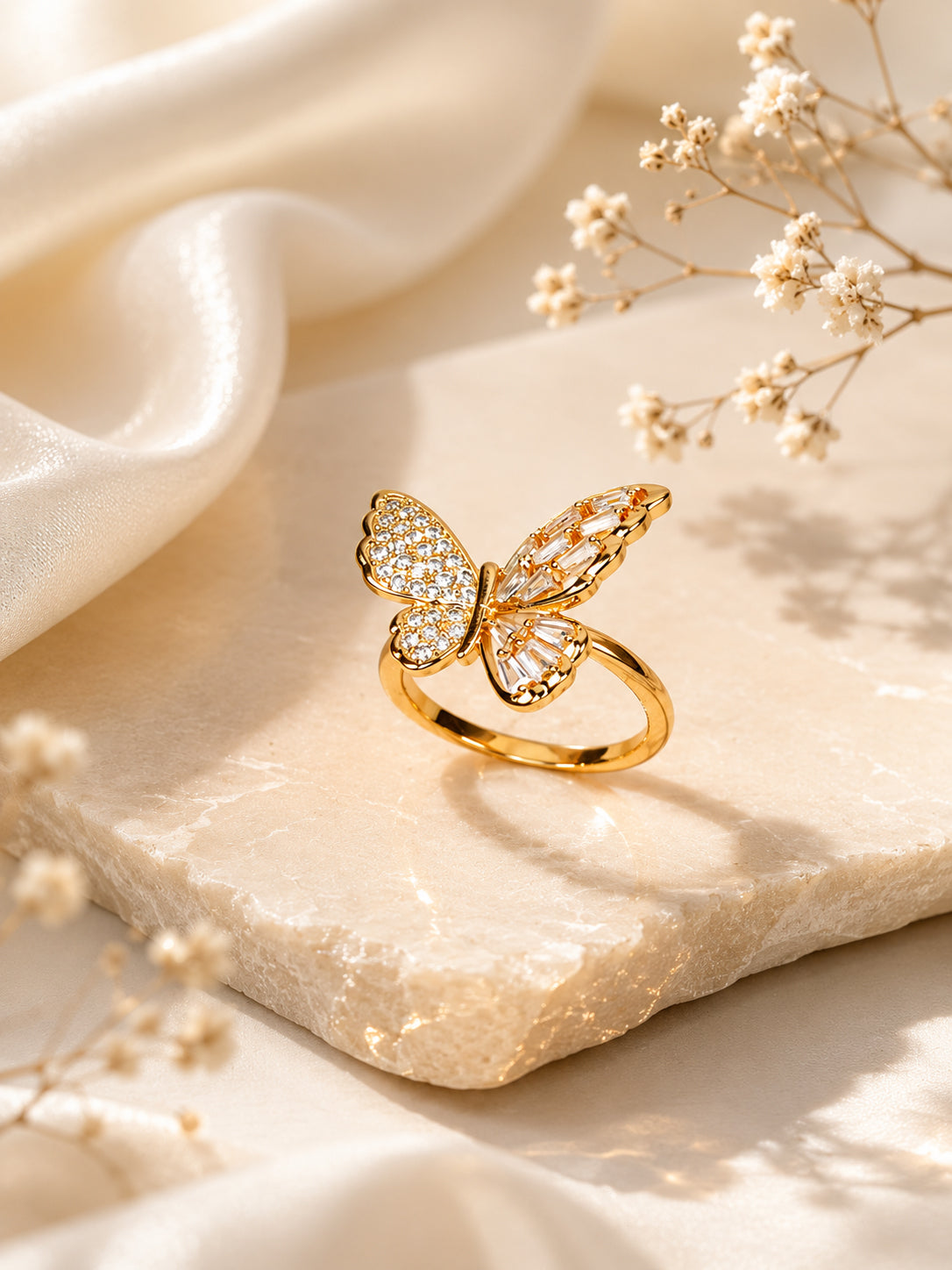 18K Gold Plated Butterfly Anti-Tarnish Waterproof Ring