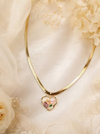 Aanura Gold Snake Chain Necklace with Heart Pendant