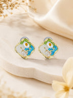 Aanura Garden Bliss Pearl Enamel Stud Earrings