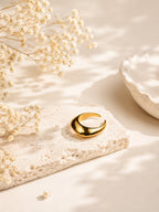 18K Gold Plated Sculpted Dome Anti-Tarnish Waterproof Ring