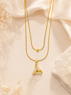 18K Gold Plated Crystal Ribbon Loop Layered Necklace