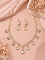 Aanura Teardrop Gold Necklace Set with Stone Earrings