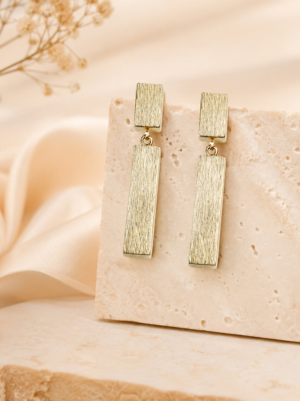 Aanura Geometric Gold Bar Earrings